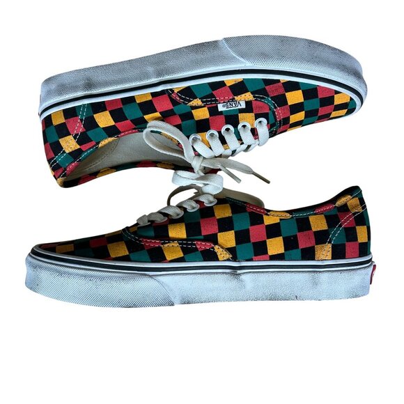 VANS Lace Up Checkered Washed Canvas Sneakers M 7.5 W 9 NEW - Picture 6 of 8